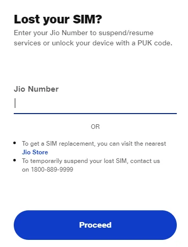 Lost Jio Number Block
